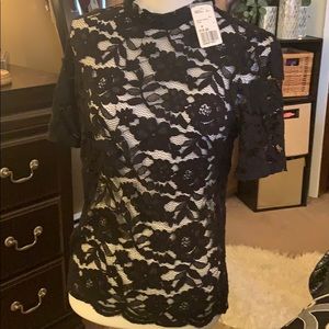 Forever TwentyOne Black Lace Shirt Size Medium